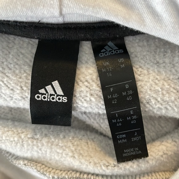 Adidas Grey Black White Long Sleeve Hoodie Front Pocket Women’s Size Medium - Picture 5 of 7